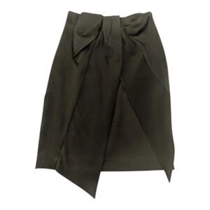 Belle Badgley Mischka Black Faux Wrap Knee Length Skirt Bow Detail Formal 4